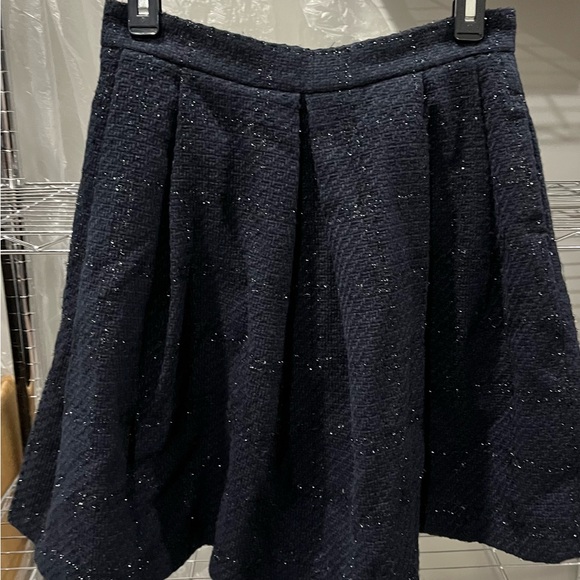 new Metallic Plaid Jacquard winter heavy Skirt Banana Republic navy 2 4 6 8 12 - Picture 5 of 7